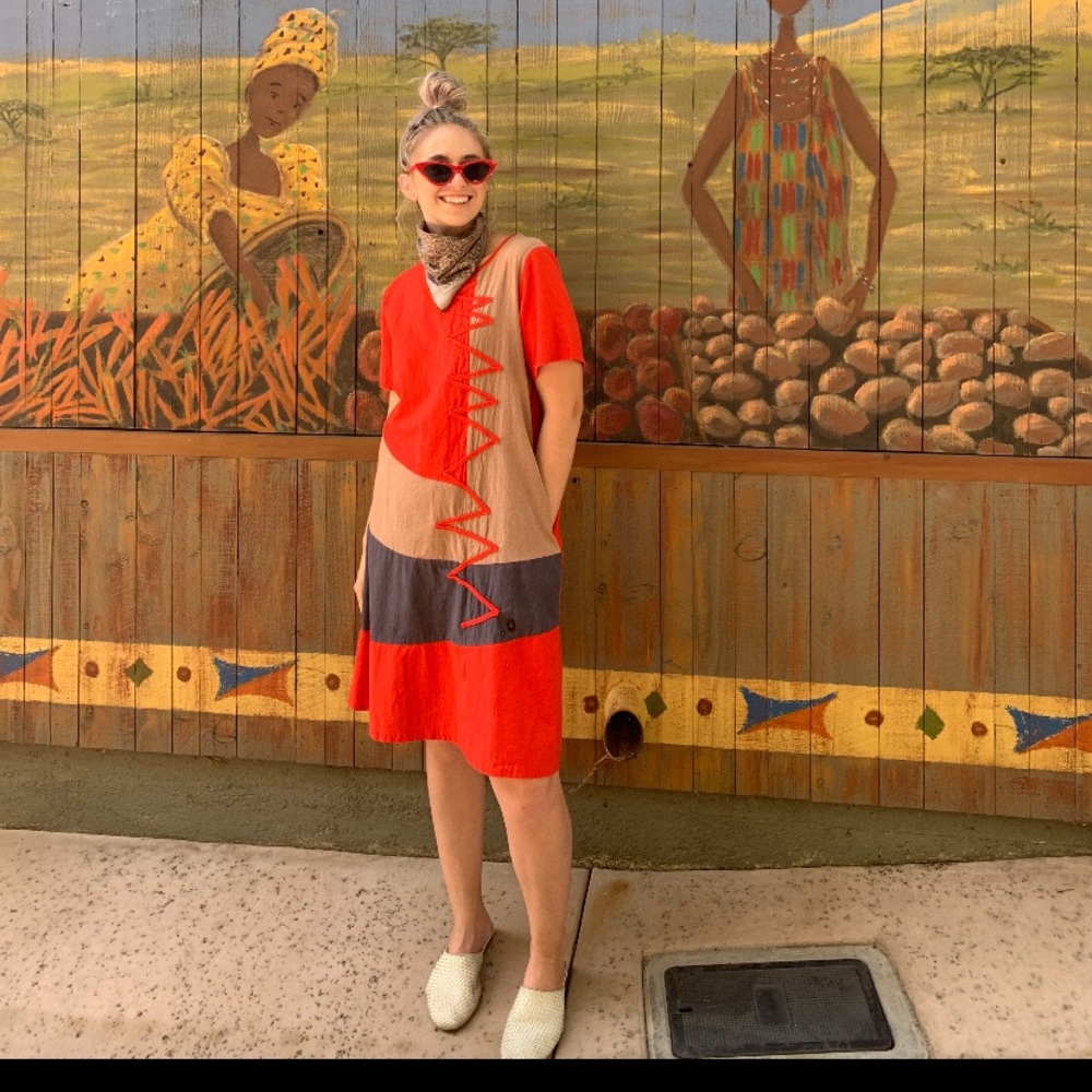 Vintage Color Block Shift Dress